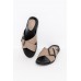 Roe Taupe Cross Over Buckle Slide