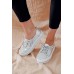 Sky Silver Leather Diamante Sneaker