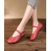 Red Flat Feet Shoes Buckle Strap Flats