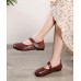 Hollow Out Brown Flat Feet Shoes Buckle Strap Flat Shoes