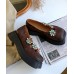 Coffee Flat Feet Shoes Platform Cowhide Leather Unique Floral Flat Shoes