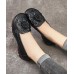 Black Bow Flat Shoes Genuine Leather Handmade  Flat Shoes