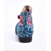 Boutique Buckle Strap Embroideried Comfy Ankle Boots Blue Cotton Fabric